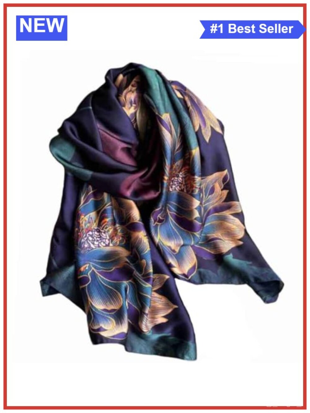 Polyester Floral Print Scarf Lightweight Shawl Wrap Head Scarf Women